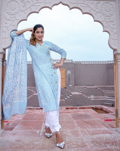 STRIPED ANGRAKHA SUIT