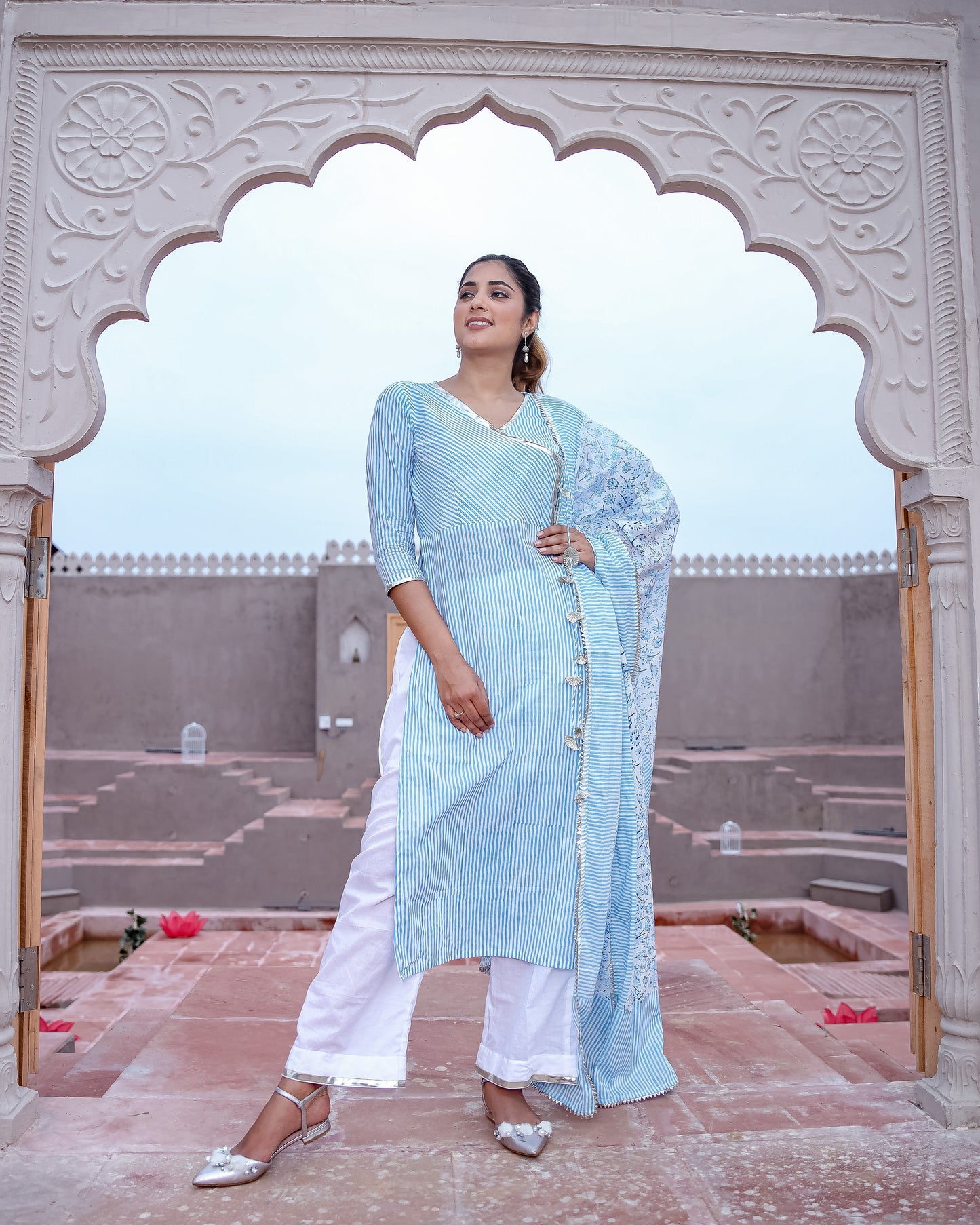 STRIPED ANGRAKHA SUIT