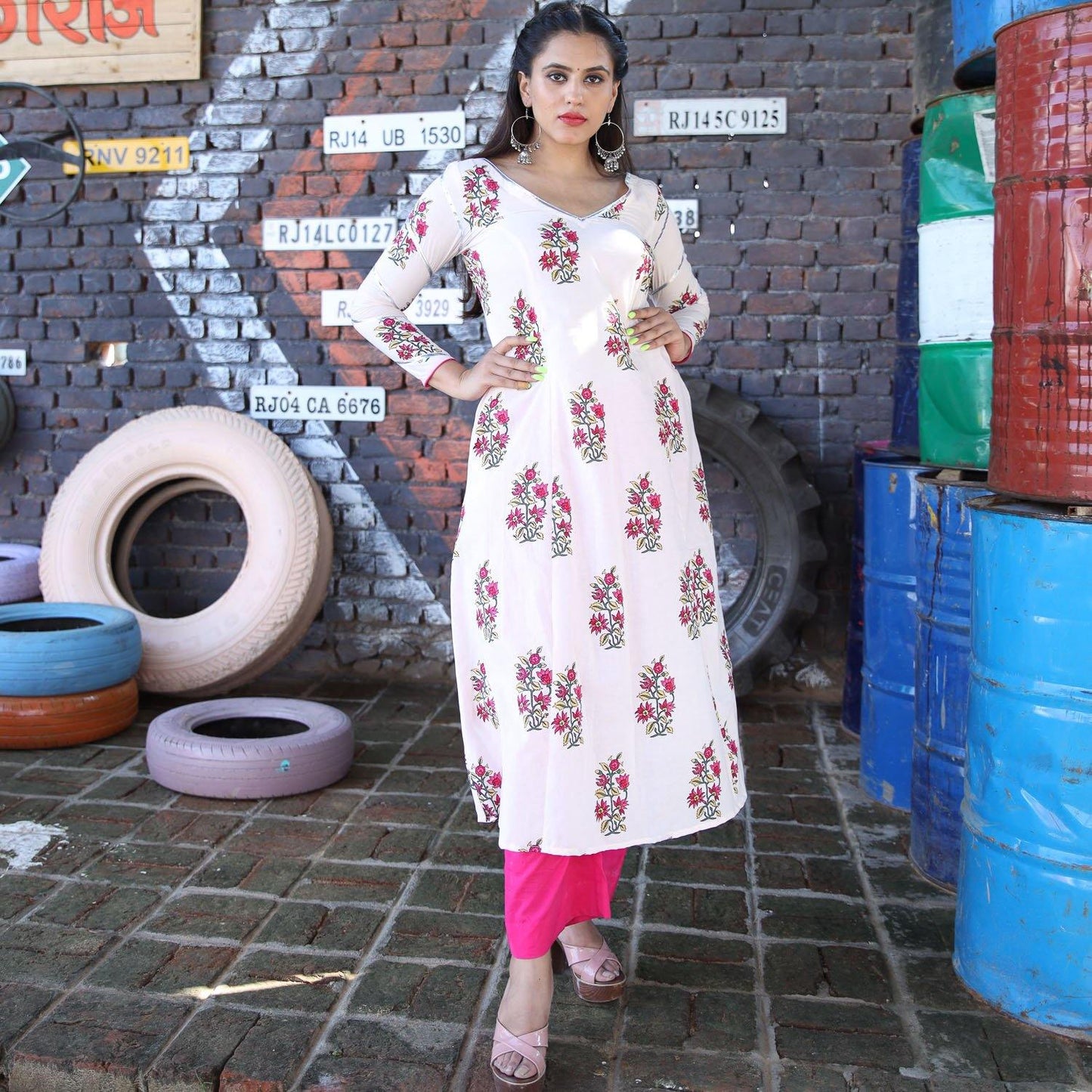 Pink Gota Sleeve Kurta Set - Ambraee