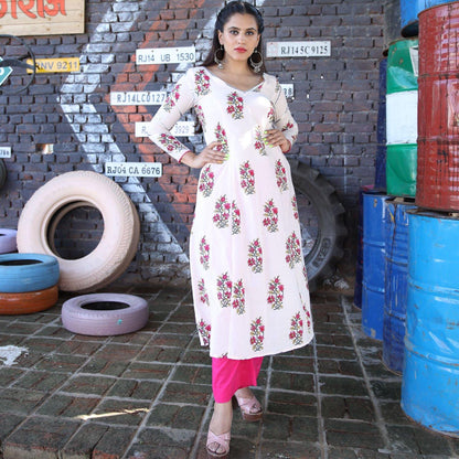 Pink Gota Sleeve Kurta Set - Ambraee