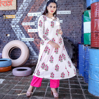 Pink Gota Sleeve Kurta Set
