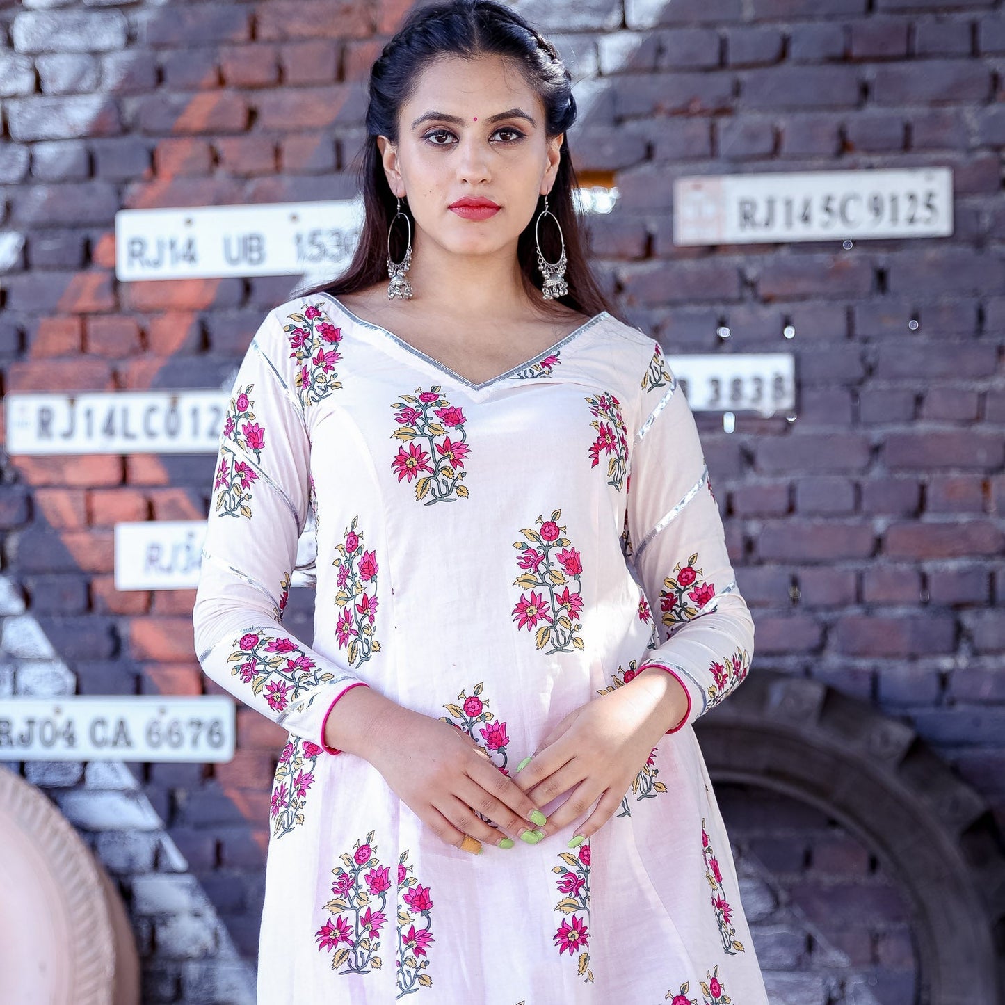 Pink Gota Sleeve Kurta Set