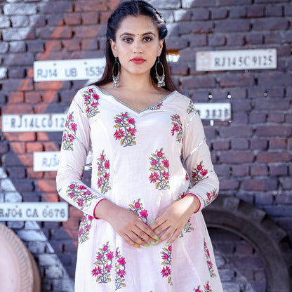 Pink Gota Sleeve Kurta Set