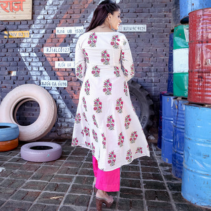 Pink Gota Sleeve Kurta Set