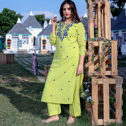 Lime Blue Dori Kurta Set
