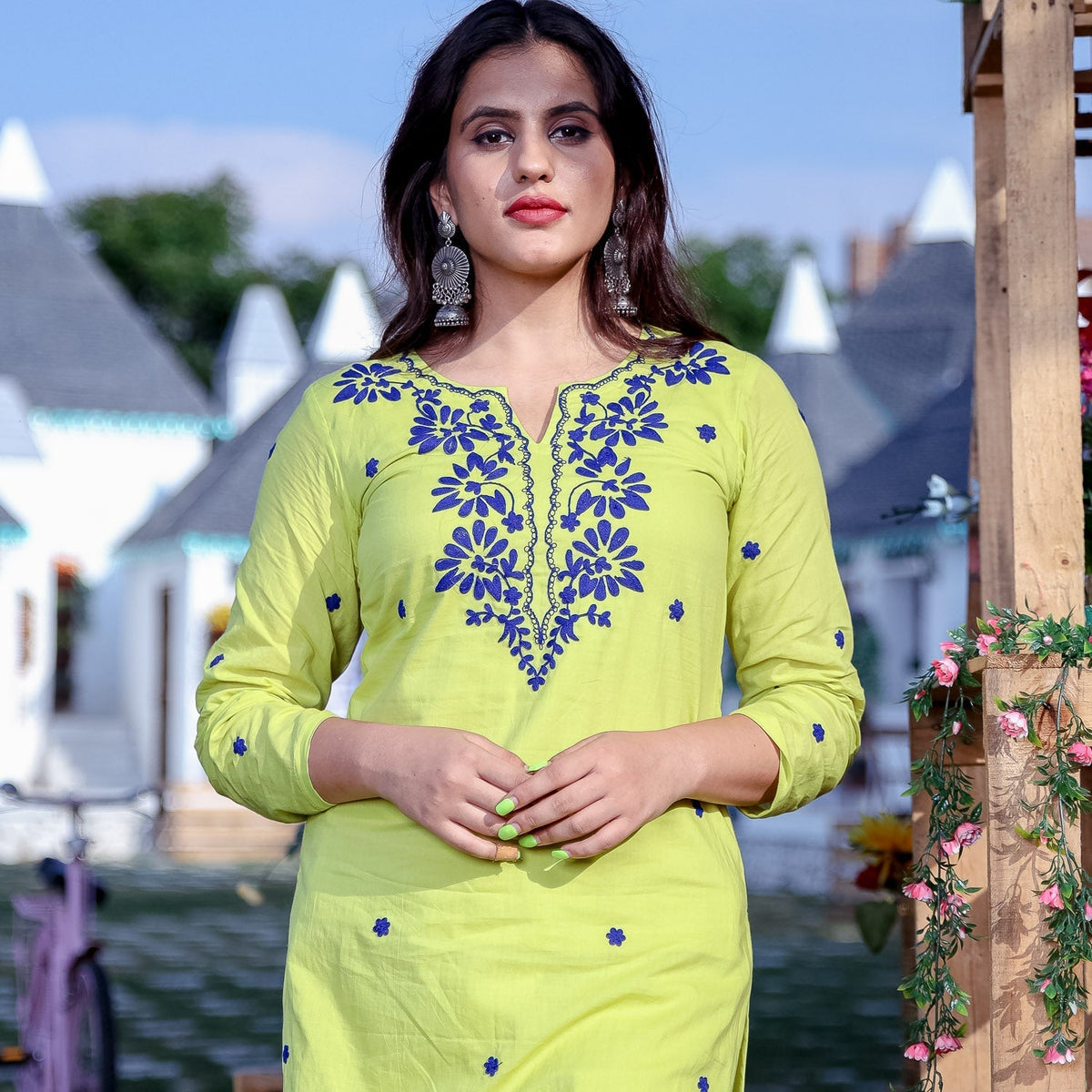 Lime Blue Dori Kurta Set