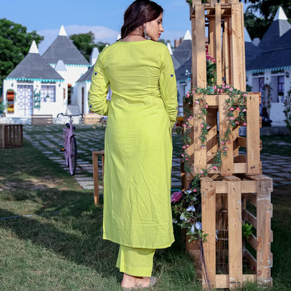 Lime Blue Dori Kurta Set