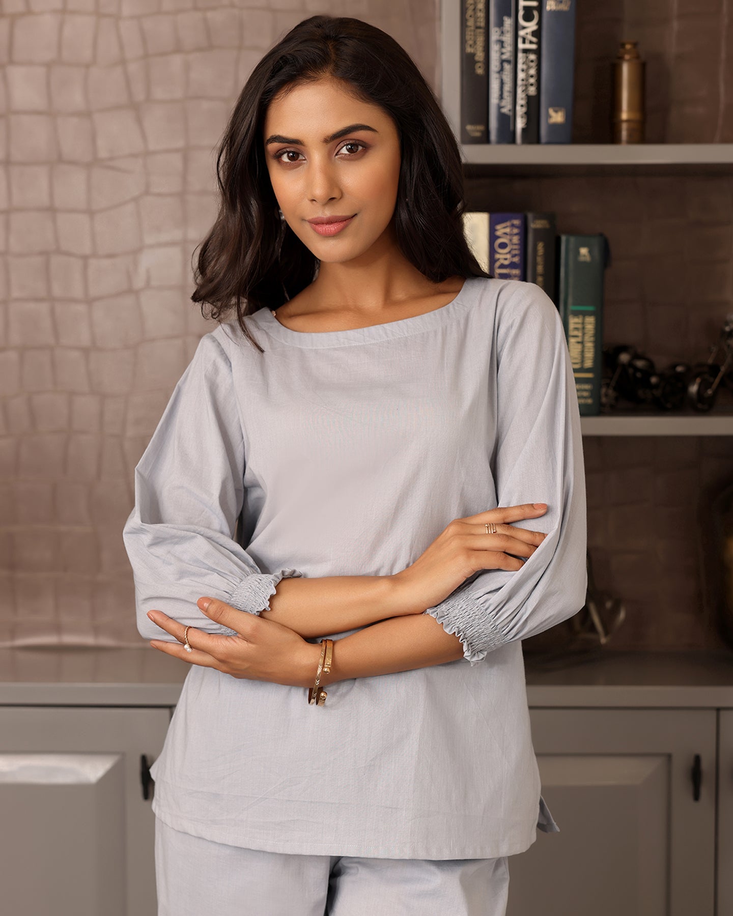 Grey Tie-up Co-ord Set
