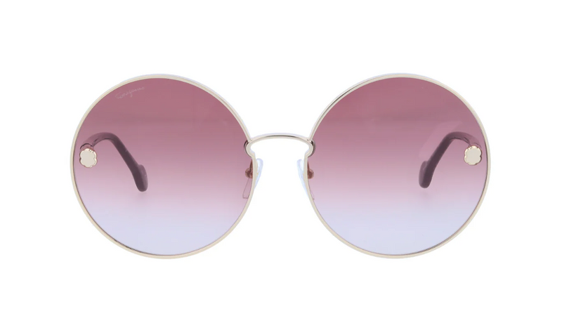 Salvatore Ferragamo Gold rim Pink Lens Women Sunglasses