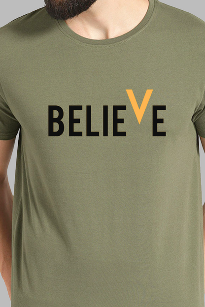 ADRO Men's Believe Design Printed T-Shirt