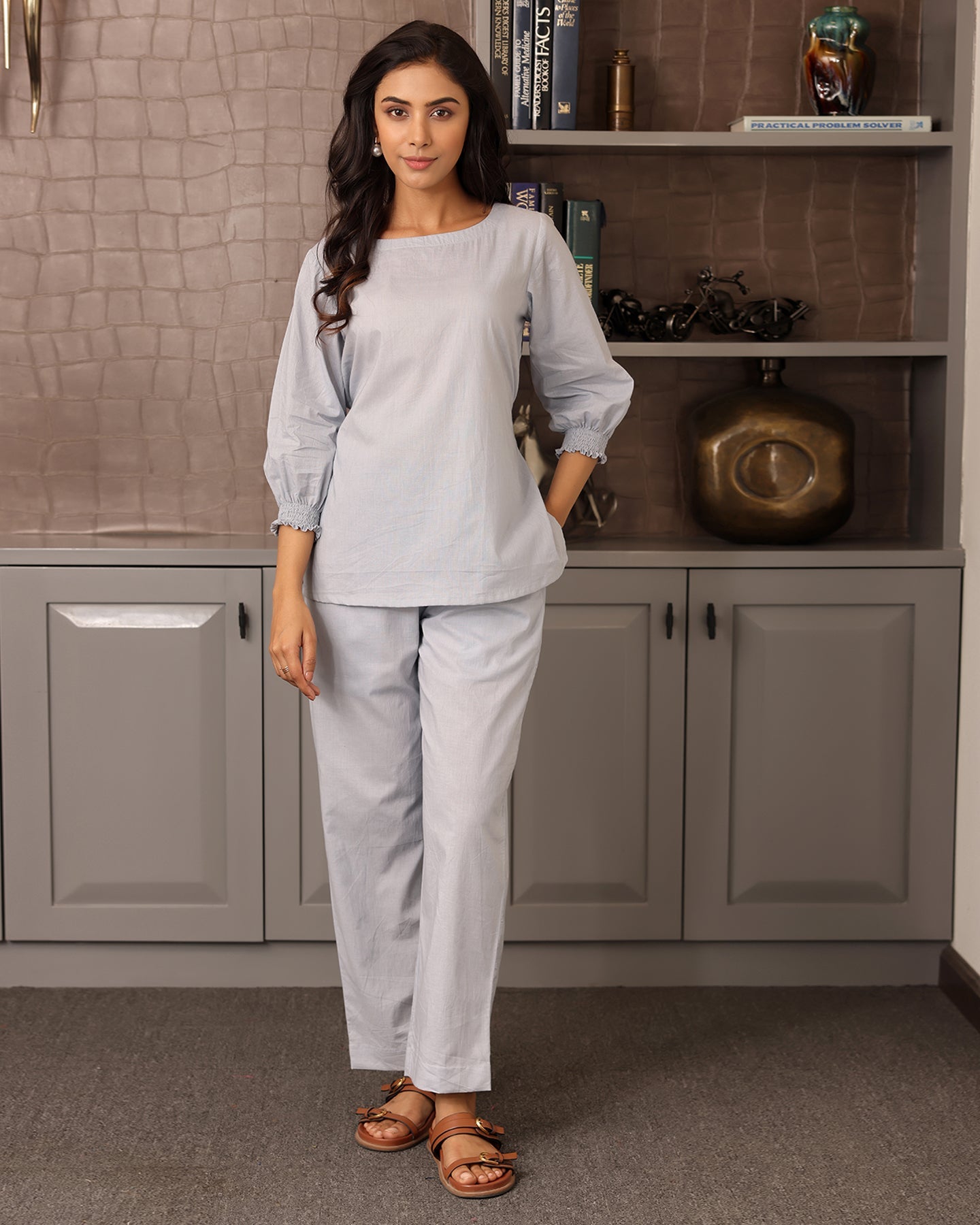 Grey Tie-up Co-ord Set