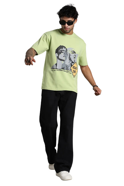 Green Dead End Oversized Printed T-shirt