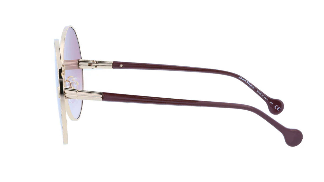 Salvatore Ferragamo Gold rim Pink Lens Women Sunglasses