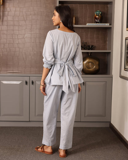 Grey Tie-up Co-ord Set