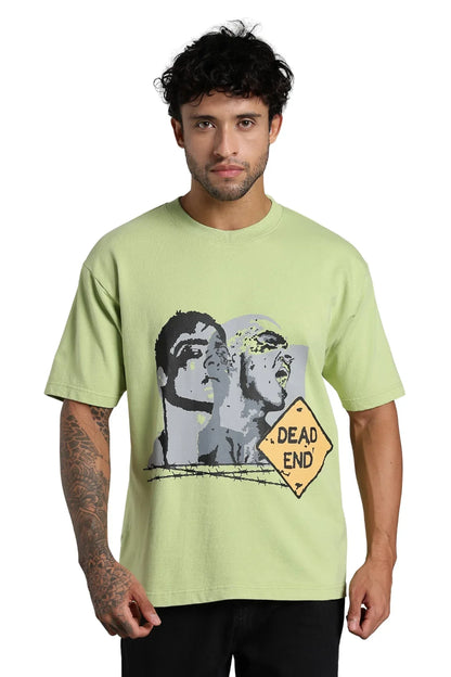 Green Dead End Oversized Printed T-shirt