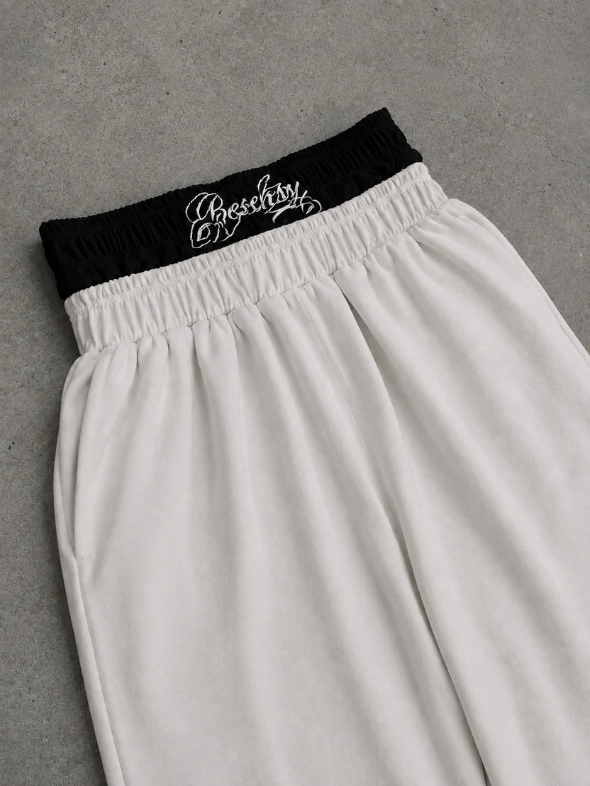 Scriptline white baggy pants-White