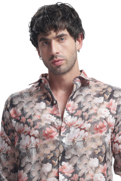 Monet Grey Rose Floral Print Shirt – I’M HERE — inspired by Claude Monet