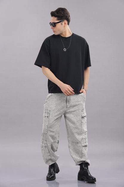 Funny Tales Oversized Black T-shirt for Men