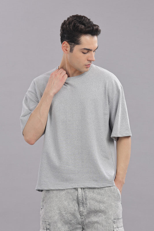 Funny Tales Oversized Grey Melange T-shirt for Men