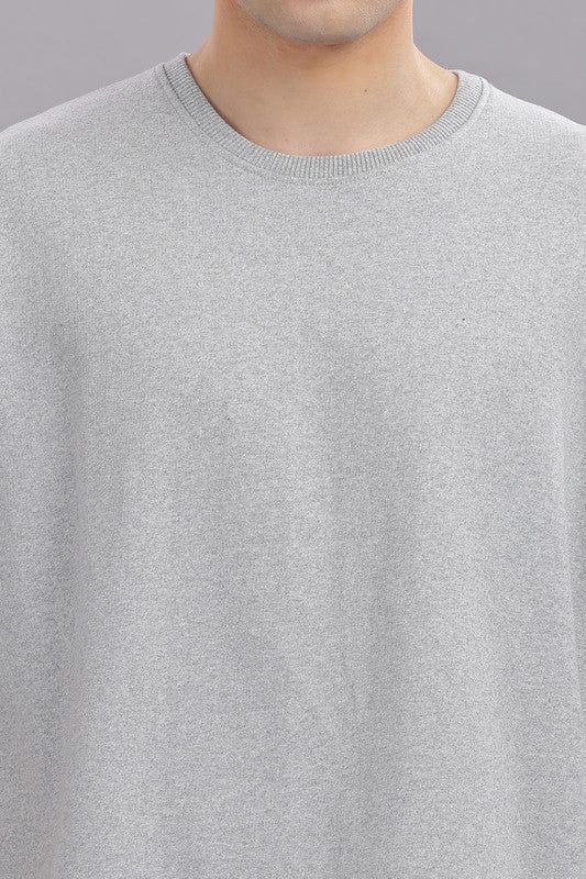 Funny Tales Oversized Grey Melange T-shirt for Men