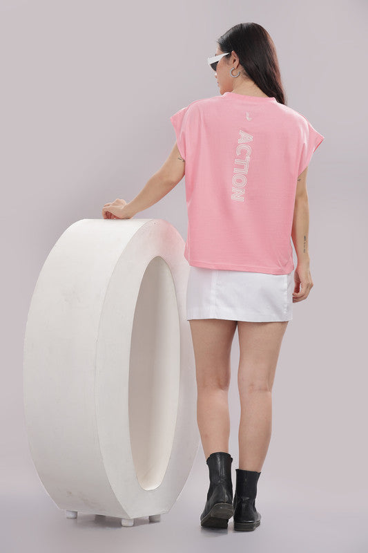 Funny Tales Hot Coral Stylish T-shirt for Workout