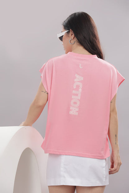Funny Tales Hot Coral Stylish T-shirt for Workout