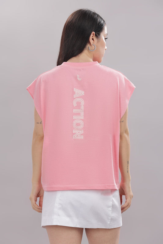Funny Tales Hot Coral Stylish T-shirt for Workout