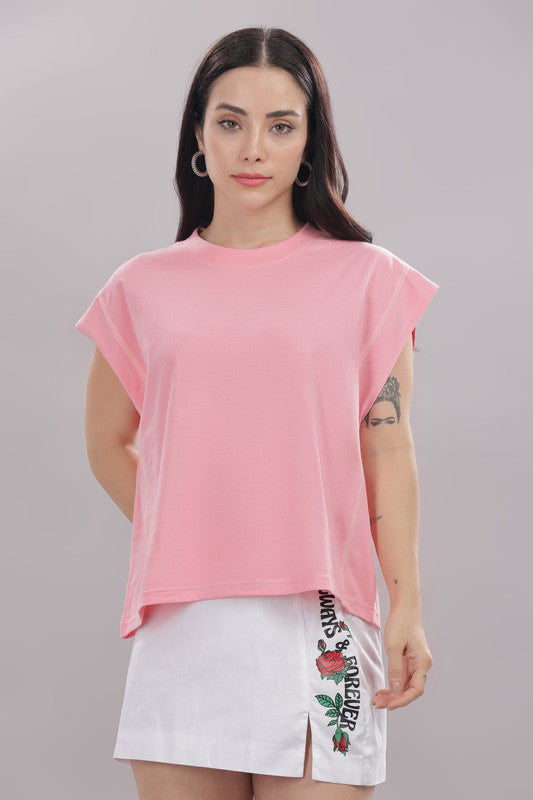 Funny Tales Hot Coral Stylish T-shirt for Workout