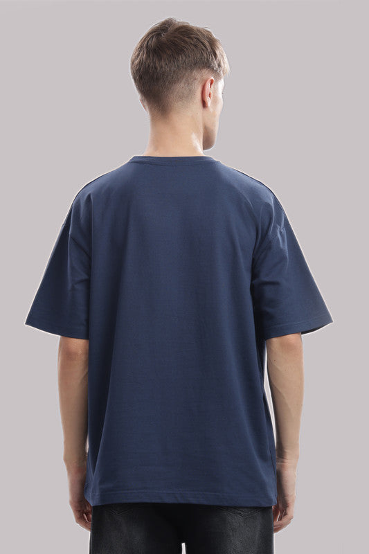 Funny Tales Oversized Teal Blue T-shirt for Men