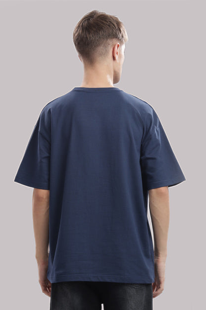 Funny Tales Oversized Teal Blue T-shirt for Men