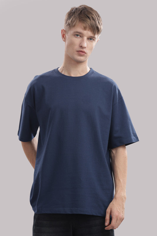 Funny Tales Oversized Teal Blue T-shirt for Men