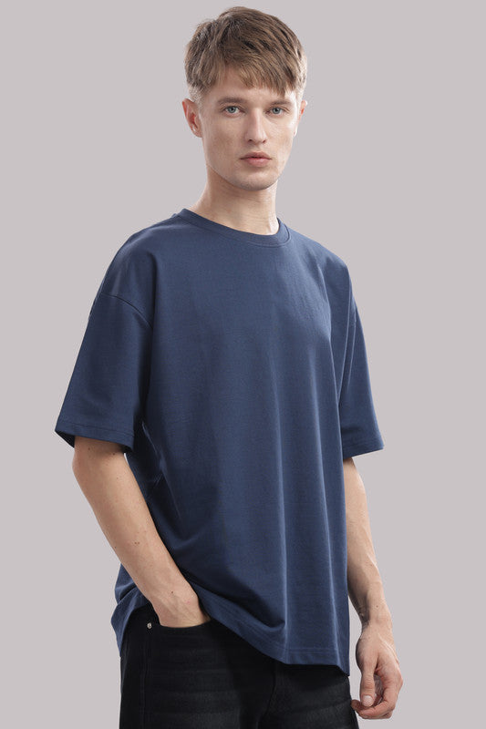 Funny Tales Oversized Teal Blue T-shirt for Men