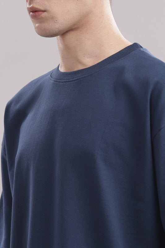Funny Tales Oversized Teal Blue T-shirt for Men