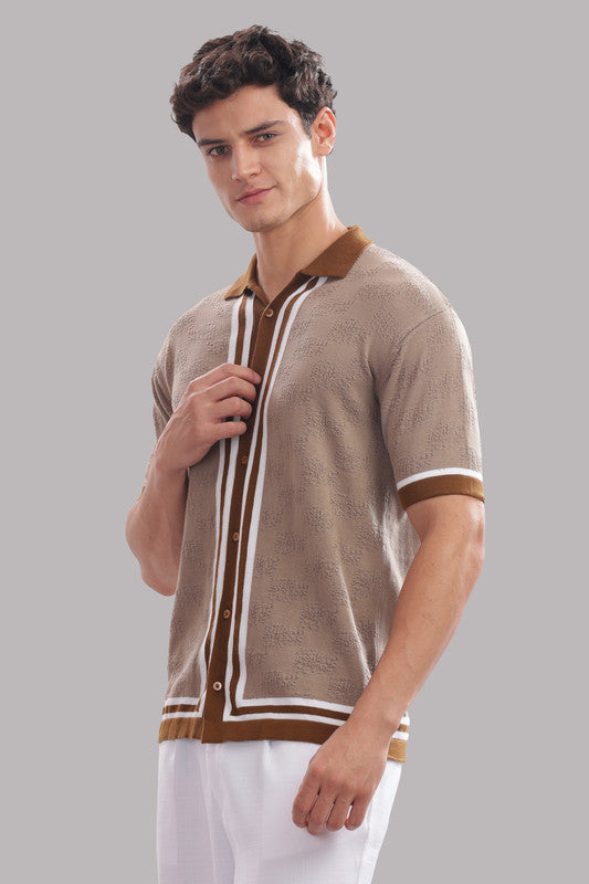 Funny Tales Premium Cotton Men’s 100% Cotton Textured Button-Down Polo Shirt – Casual Luxury