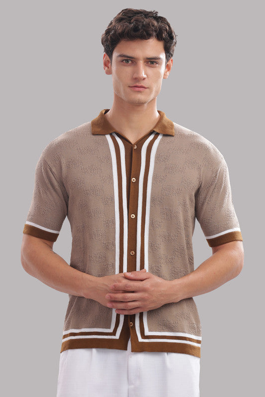 Funny Tales Premium Cotton Men’s 100% Cotton Textured Button-Down Polo Shirt – Casual Luxury