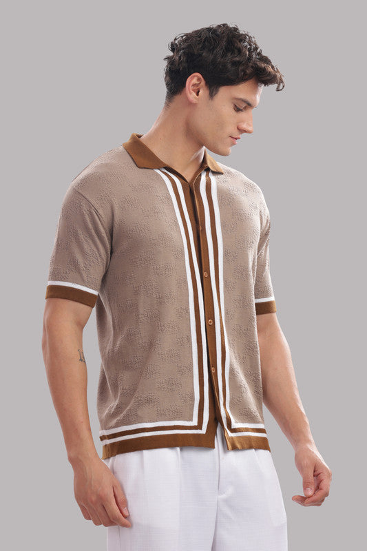 Funny Tales Premium Cotton Men’s 100% Cotton Textured Button-Down Polo Shirt – Casual Luxury