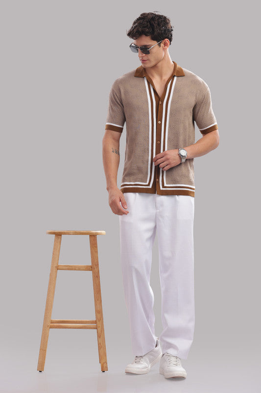 Funny Tales Premium Cotton Men’s 100% Cotton Textured Button-Down Polo Shirt – Casual Luxury