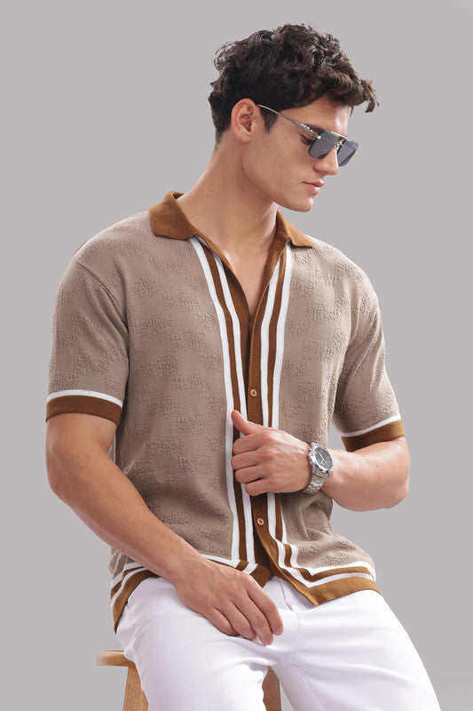 Funny Tales Premium Cotton Men’s 100% Cotton Textured Button-Down Polo Shirt – Casual Luxury