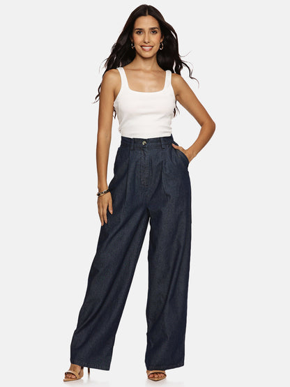 IS.U Dark Blue Barrel Fit Pant