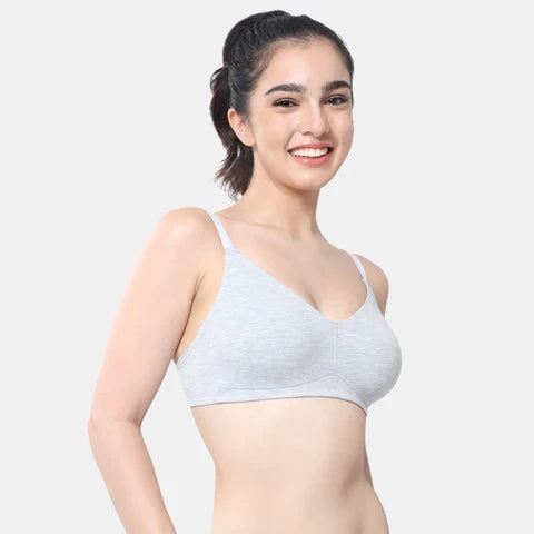 Grey melange t shirt bra Envie non wired non padded full coverage seamless bra invisible under clothes daily wear