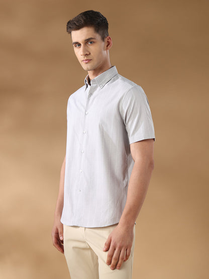 Grey Regular Fit Formal Cotton Shirt for men (COWIX)