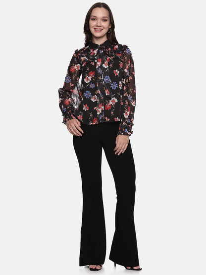 IS.U Floral Black Skirt and Top Co-ord set