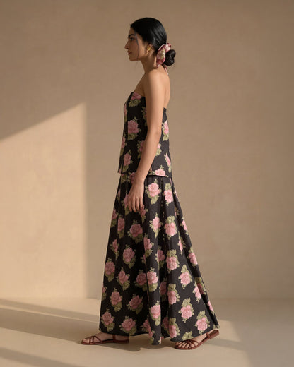 Black Floral Tube Co-ords
