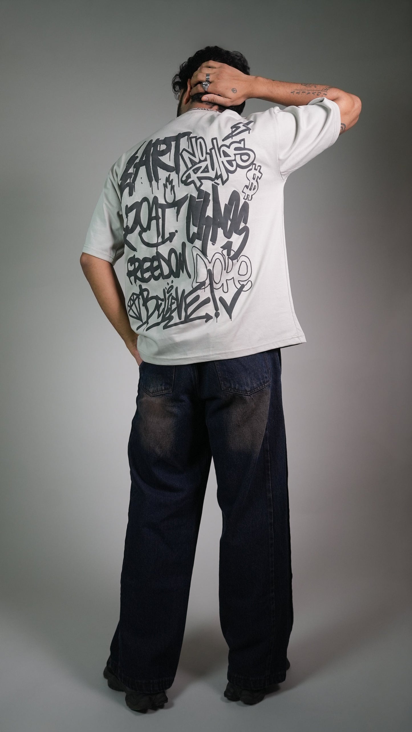 Rust Graffiti Grey Men’S Oversized T-Shirt Rustlines