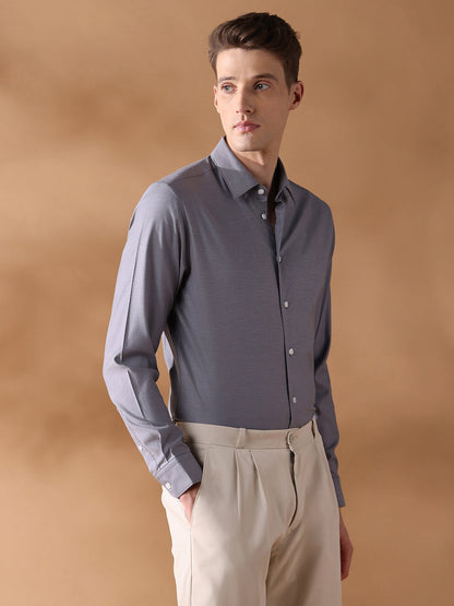 Grey Slim Fit Solid Formal Shirt for Men (FURIO)