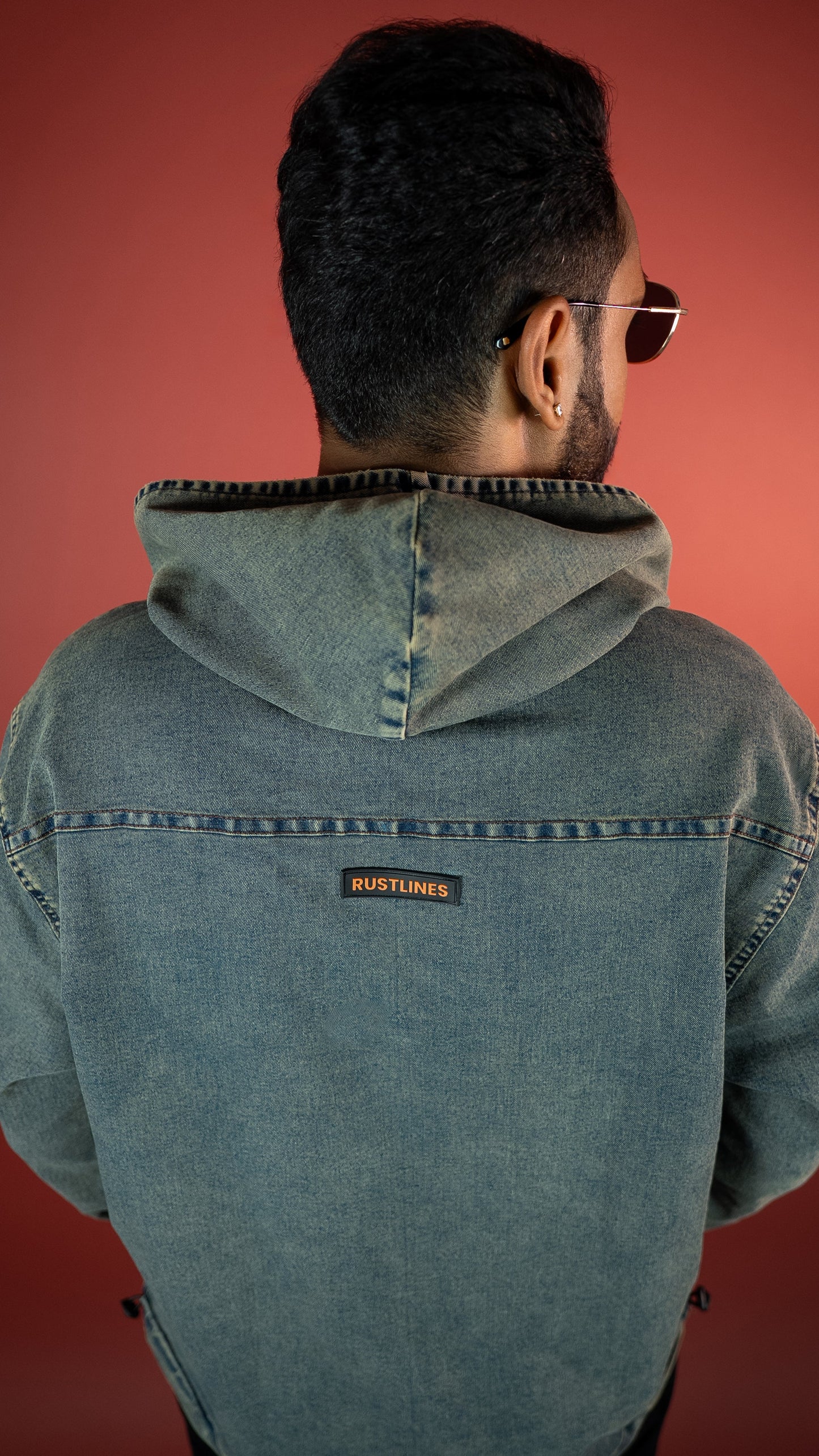 Acid Wash Denim Men'S Hoodie Rustlines