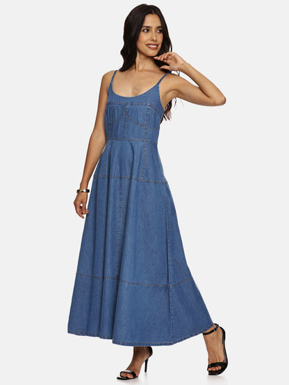 IS.U Light Blue Denim Midaxi Dress