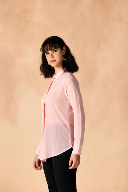 Pleated Placket Casual Georgette Shirt