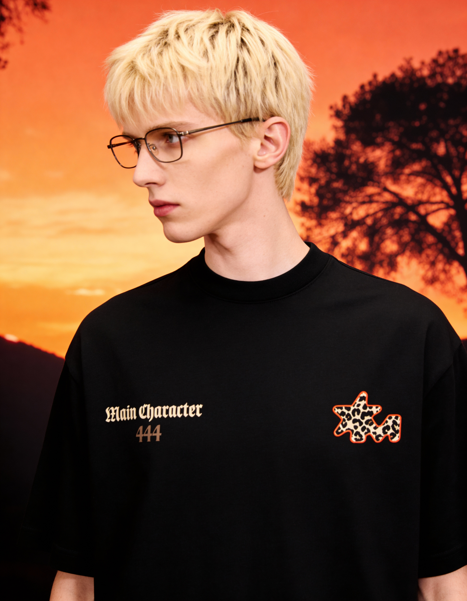 Sacred Printed Oversized Black T-Shirt Main Character