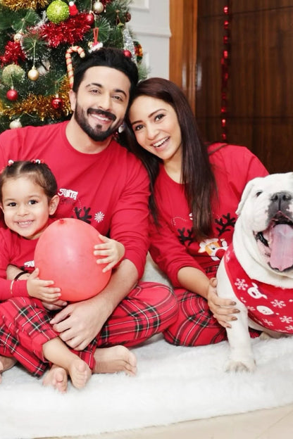 Red Nose Reindeer Pajama Set for Family Nap Chief